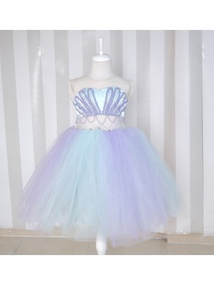 Moda Sitesi Küçük Deniz Kızı Ariel Prenses Kostümü, Kız Çocuk Deniz Kızı Kostüm