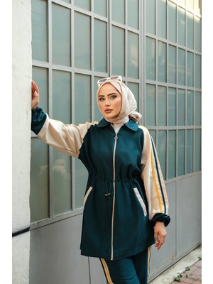 MİMİ LUXURY WEAR Tesettür Eşofman Takımı Fermuarlı Tunik Pantolon Indigo 448