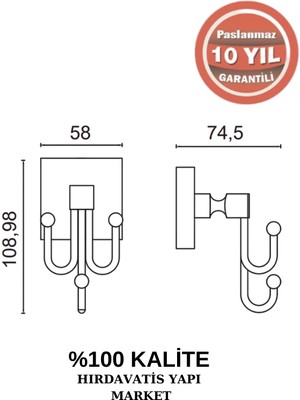 Çelik Banyo Paslanmaz Pirinç Kumru Üçlü Bornozluk