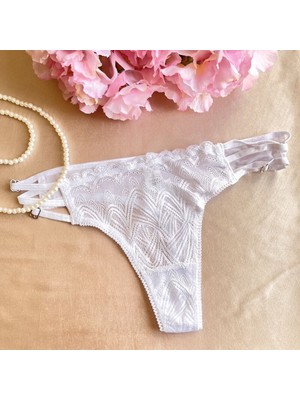 Yanları Bantlı Dantel Tanga - Beyaz 38-40 B