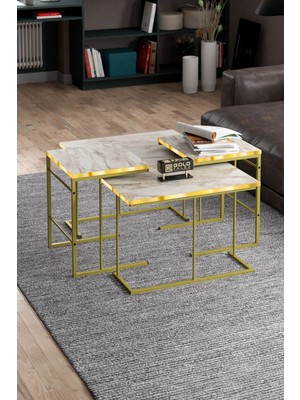 ORTA SEHPA VE ZİGON SEHPA SOLO SET GOLD EFES