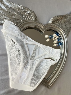Dantelli ve Bant Detaylı Bikini Model Külot -Beyaz 38-40 B