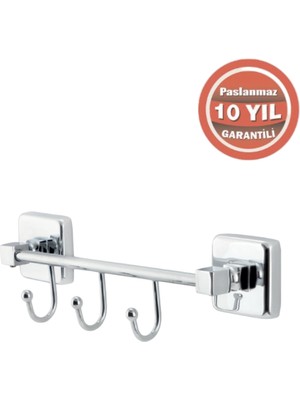Çelik Banyo Paslanmaz Pirinç Kumru Kancalı 3'lü Askılık