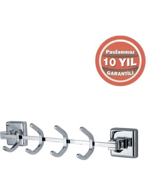 Çelik Banyo Paslanmaz Pirinç Kumru 4'lü Askılık