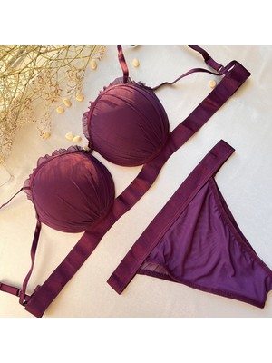 Karaz Istiridye Model Dolgulu Sütyen Takım - Mor 85-B