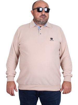 Moc Grande Erkek Büyük Beden Polo Yaka Sweat Moc Grande 24410 Bej