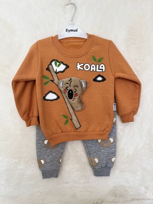 Sevimli Koala Nakışlı Üç Iplik Kız Takım