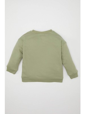 DeFacto Erkek Bebek Bisiklet Yaka Doğa Baskılı İçi Yumuşak Tüylü Sweatshirt D1262A524AU