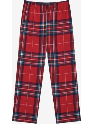 Penti Pamuklu Uniseks Çocuk Red Plaid Fam Kırmızı Gömlek Pijama Takımı