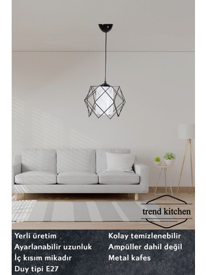 Mediterian Trend White Glass One Mutfak, Antre, Koridor, Oturma Odası, Salon Sarkıt Avize