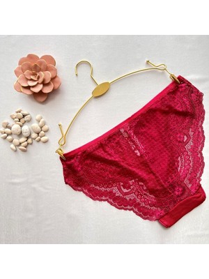 Helena Paris Tül ve Dantel Detaylı Bikini Külot - Pembe 38-40 B