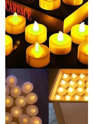 Nidage Kokusuz LED Mum 10 Adet Ledli Mum Model Işıklı Tealight Mum Pilli 10 Beyaz Ylang Ylang