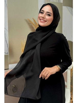 Bym Fashion 2049-1 Tek katlı janjan şal Siyah