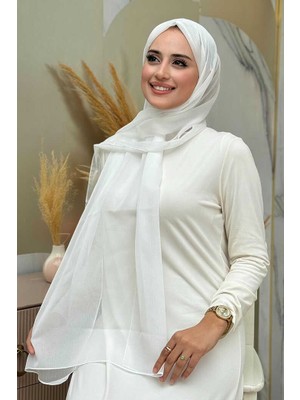 Bym Fashion 2049-1 Tek katlı janjan şal Ekru