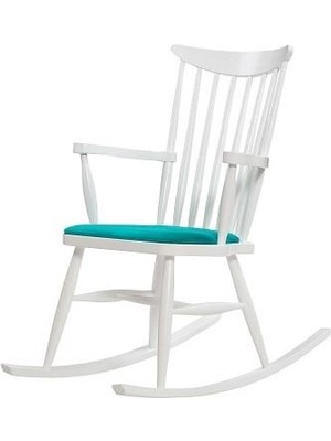 Bengi Ticaret ZUS300 Model 90476 Sallanan Sandalye Beyaz Ahşap Retro Ayak Kutuda Sevk El Yapım