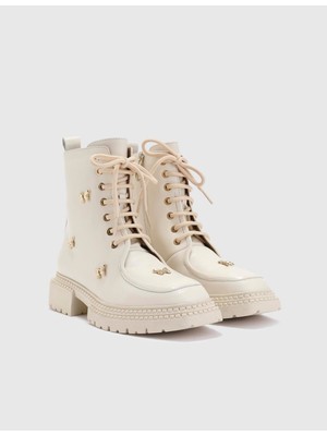 İLVİ Domoni Hakiki Deri Kadın Bej Bot