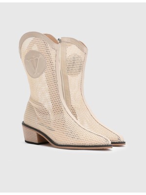 İLVİ Reijo File Kadın Bej Topuklu Bot