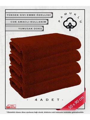 %100 Pamuk Havlu Yüz ve Fitness Havlu Seti Kırmızı - Hassas Ciltlere Özel 4 Adet