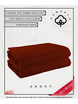 2 Adet %100 Pamuk Havlu Yüz ve Fitness Havlu Seti Kırmızı - Hassas Ciltlere Özel