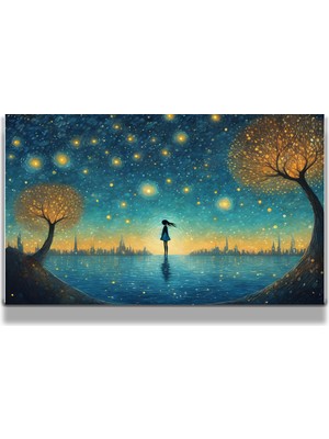 Marsilyan Sanatsal Yapayzeka, Creative Art, 3D Dekoratif Baskı Yatay Cam Tablo 137