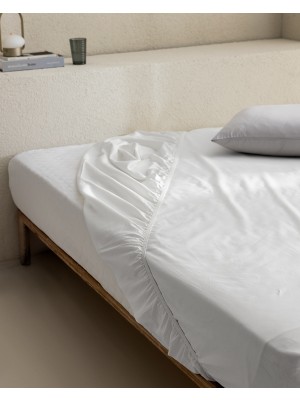 Madame Coco Manon Tek Kişilik %100 Pamuk Ranforce Lastikli Çarşaf - Beyaz