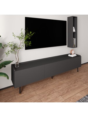 Lifedeco Tv Ünitesi Antrasit Kapaklı Ayaklı 1 Raflı LD-3001-GA1R