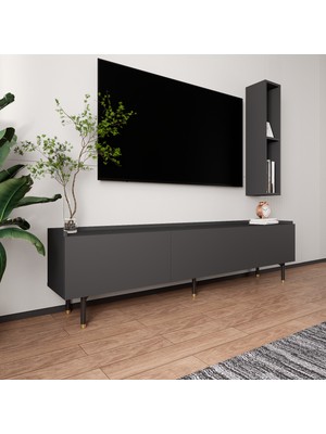 Lifedeco Tv Ünitesi Antrasit Kapaklı Ayaklı 1 Raflı LD-3001-GA1R