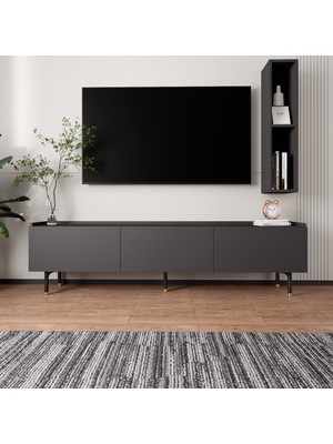 Lifedeco Tv Ünitesi Antrasit Kapaklı Ayaklı 1 Raflı LD-3001-GA1R