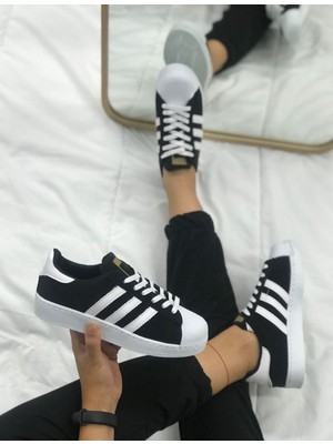 Star Siyah Beyaz Süet Bağcıklı Sneakers