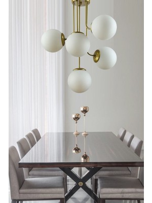 Mediterian Modern beşli cam avize, şık ve zarif aydınlatma, 50x50 cm, şık tasarım