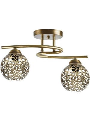 Mediterian Modern Selçuklu motifli şık Metal plafonyer avize, 2 ampüllü, evinizin havasını güzelleştirir.