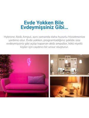 Hybrone LED RGB Wİ-Fi Akıllı Ampul, 16 Milyon Renk, 900 Lümen, E27 Duy, Uygulama ile Uzaktan Kontrol