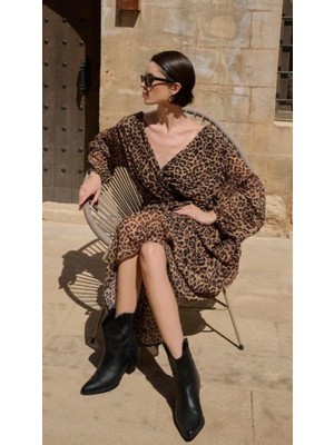 Astarlı Leopar Tül Elbise