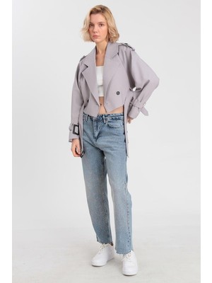 Reglan Kısa Ceket - Gri