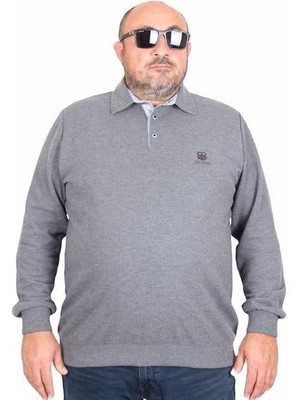 Starbattal Erkek Büyük Beden Polo Yaka Sweat Moc Grande 24410 Antrasit Melanj