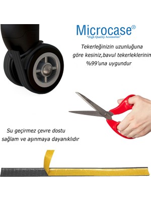 Microcase Kesilip Ayarlanabilir Silikon Aşınmaya Dayanıklı Ses Önleyici Bavul Valiz Teker Kılıfı Siyah -AL4830 4 Adet