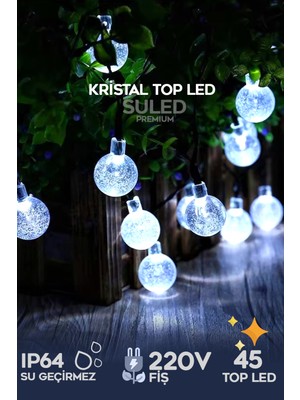 Suled Dekoratif Top LED Işık Kristal Efektli Iç Mekan & Bahçe Aydınlatması 220V Fişli 45 Top LED