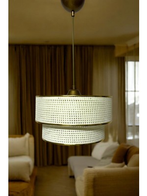 Mediterian Şık Rattan Katlı Sarkıt Avize, Oturma ve Yemek Alanları İçin Zarif Aydınlatma