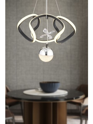 Mediterian Şık Siyah Krom 3 Renkli 40W LED Modern Oturma ve Salon Aydınlatması