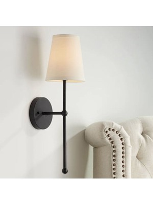 Modern Tasarım Mat Siyah Aplik Beyaz Abajur Elektrik ile Çalışır