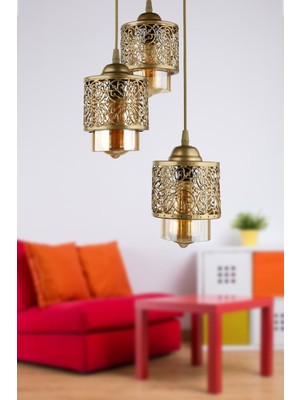 Mediterian 3'lü modern metal avize, şık ve estetik aydınlatma seçeneği