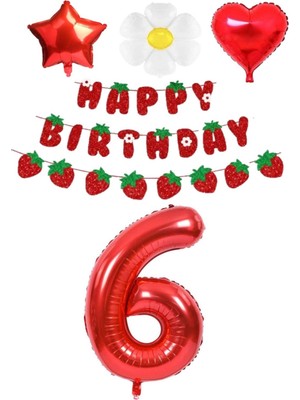 Rönesans Parti Çilek Temalı 6 Yaş Doğum Günü Parti Seti