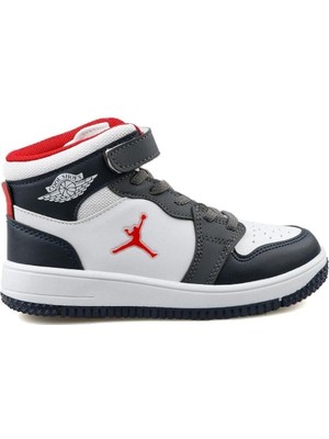 Cool Kids Cırtlı Basketbol Spor Ayakkabı Unisex Erkek Çocuk Suni Deri Düz Taban Lacivert