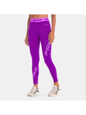 Nike Pro Dri Fit Grafik Mid Rise 7/8 Lenght Tight Purple Kadın Antrenman Taytı Mor