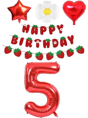 Bal10 Dünyası Çilek Temalı 5 Yaş Doğum Günü Parti Seti