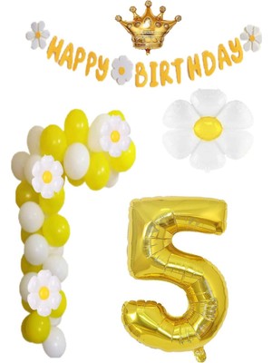 Rönesans Parti Papatya Temalı 5 Yaş Doğum Günü Parti Seti