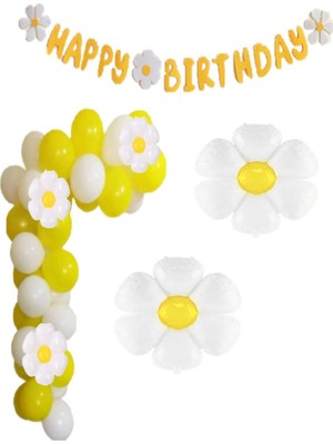 Rönesans Parti Eva Happy Bırthday,papatya Folyo ve Latex Balon Seti
