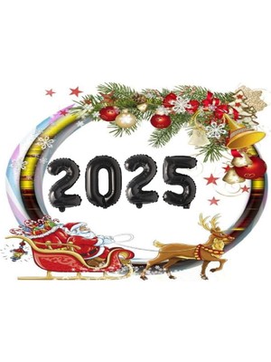 Bal10 Dünyası 2025 Yılbaşı Kutlaması Folyo Balon Siyah