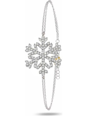 Brezza Lusso Jewelry Diamond Seri Zirkon Taşlı Kar Tanesi Snowflake Gümüş Bileklik