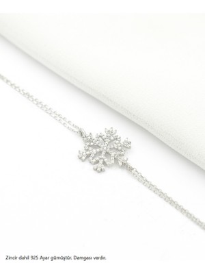 Brezza Lusso Jewelry Diamond Seri Zirkon Taşlı Kar Tanesi Snowflake Gümüş Bileklik